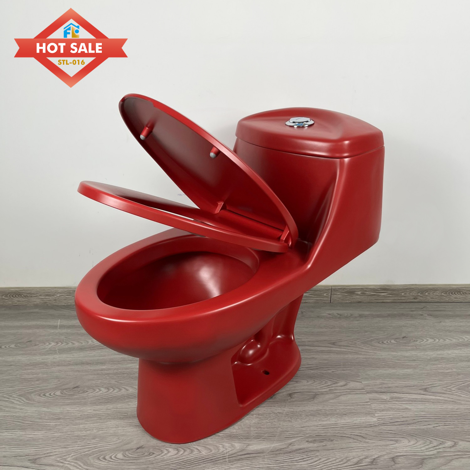 Hot selling Cost-effective Model  Red Color  S-Trap Toilet | Ceramic One-Piece Toilet for  Hotel 