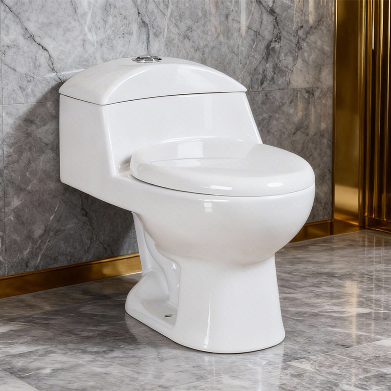 Factory One-Piece Silent Ceramic WC Toilet with Large Caliber Siphon Elongated Bowl Shape for Schools Exported to South America