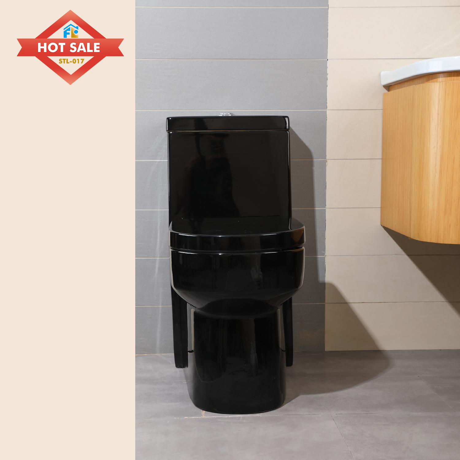 Ceramic  Black color Sanitary Ware  Toilet  Siphonic BathroomOne Piece  Commode WC Bowl for Bathroom