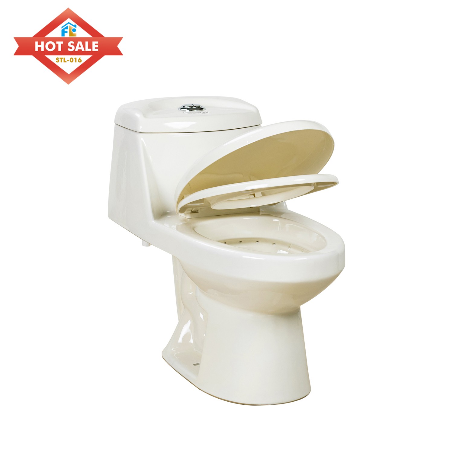 Modern Design One-Piece Toilet - Dual Flush Siphonic S-Trap Bone Color for Home & Hotel