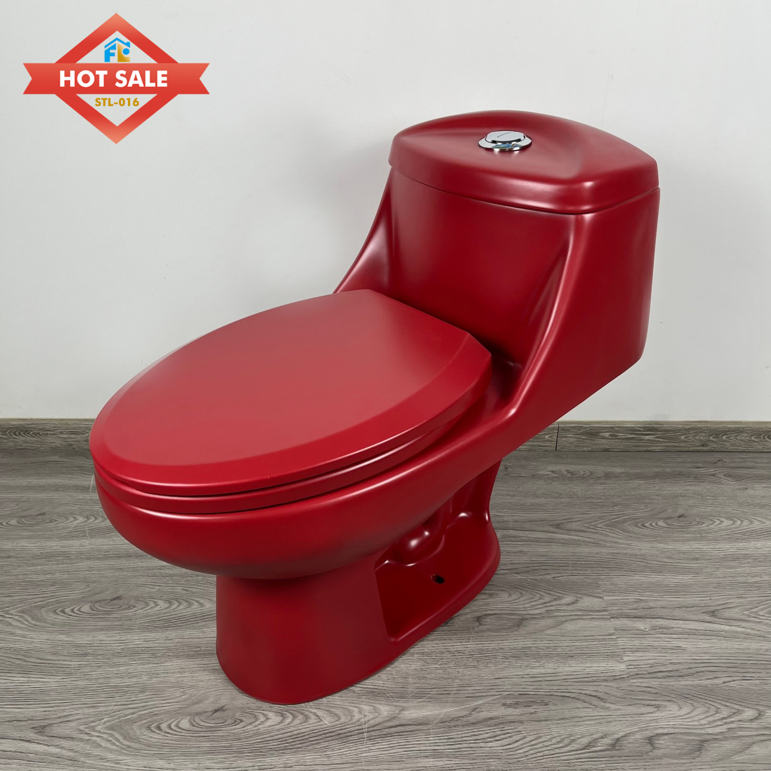 Hot selling Cost-effective Model Red Color S-Trap Toilet | Ceramic One-Piece Toilet for Hotel