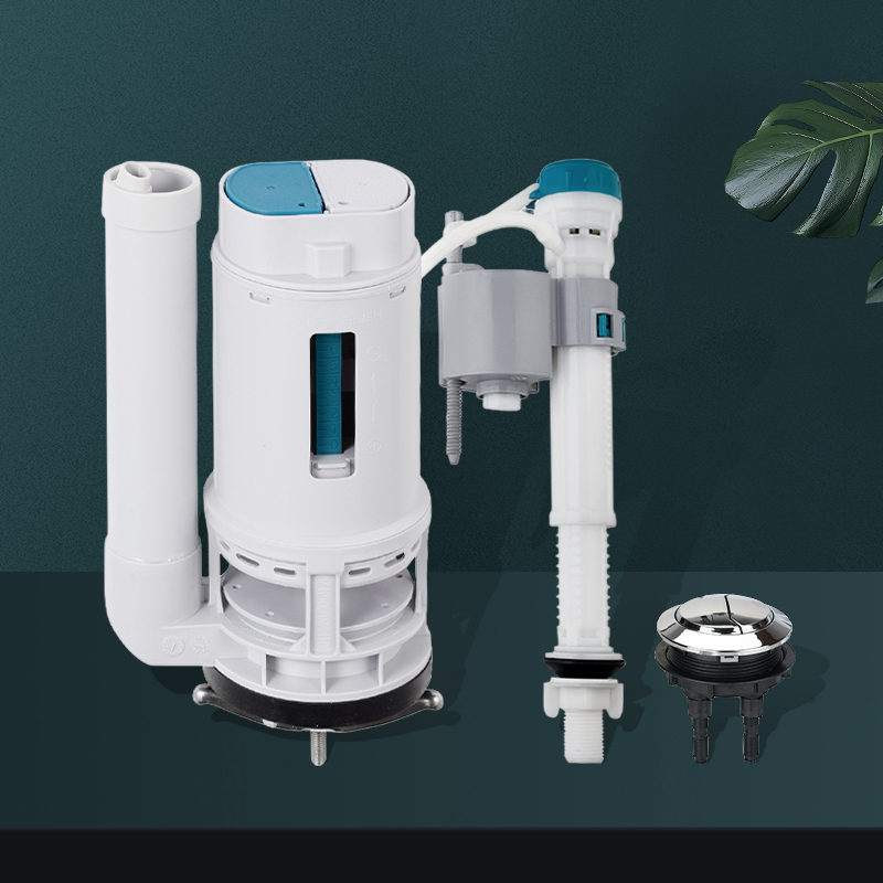 FLJS-02 Dual-Flush Toilet Repair Kit | Adjustable Silent Fill Valve + Dual-Mode Flush Valve | Universal Top-Press Cistern Replacement