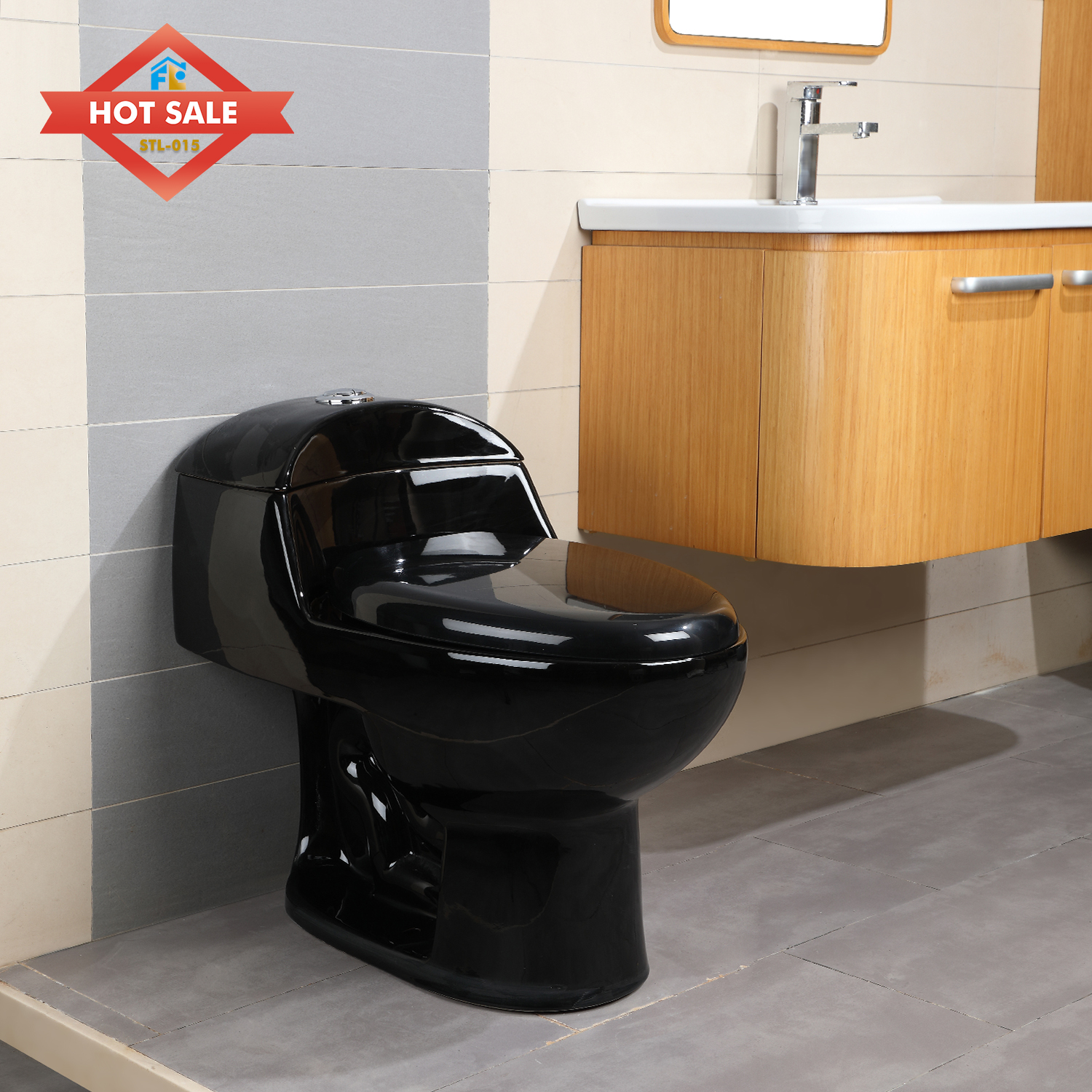 Factory Wholesale Economic Black Siphon Flushing Sanitary Ware Floor Mounted One Piece Bathroom Ceramic One Piece WC Toilet Bowl