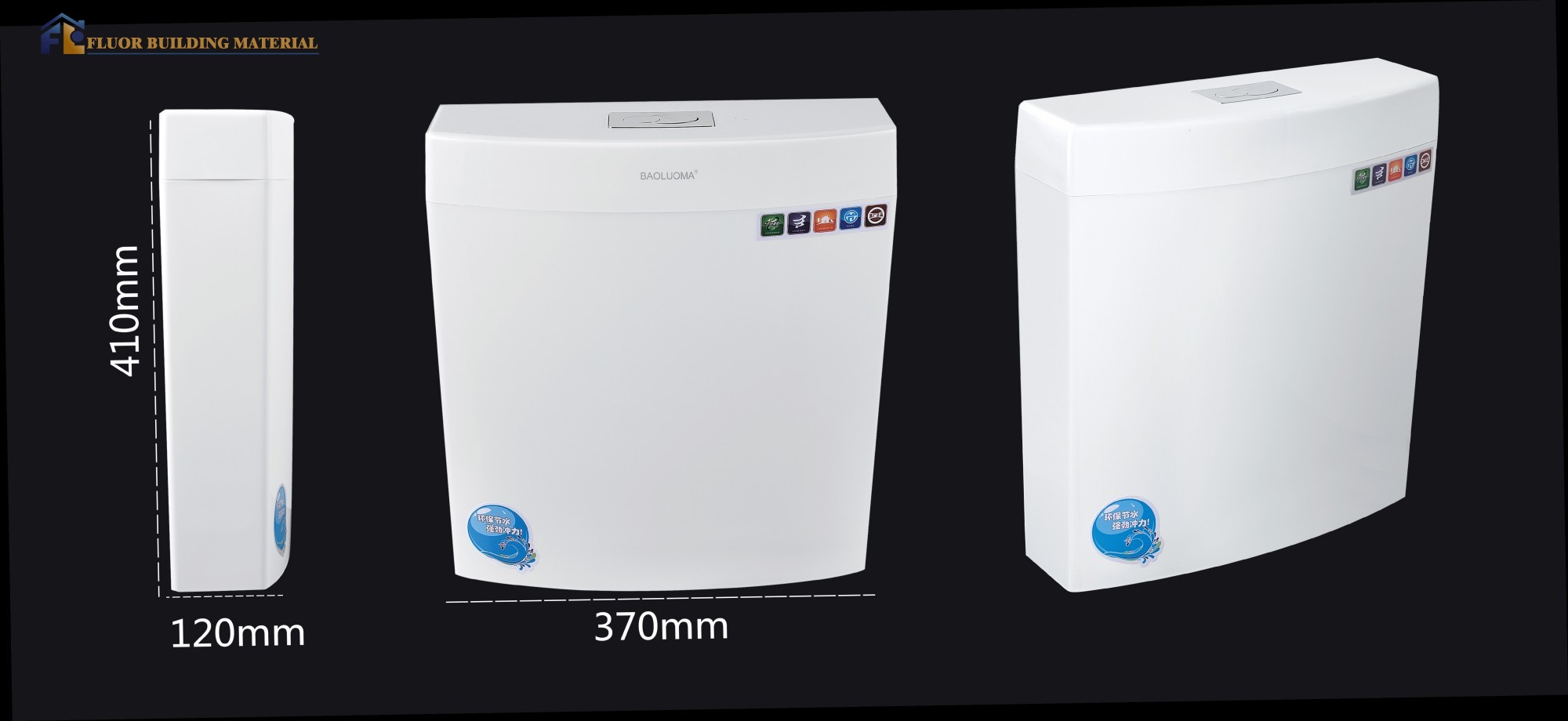 Modern New Fashion Wall Hung Plastic Cistern Two Flush Toilet Water Tank