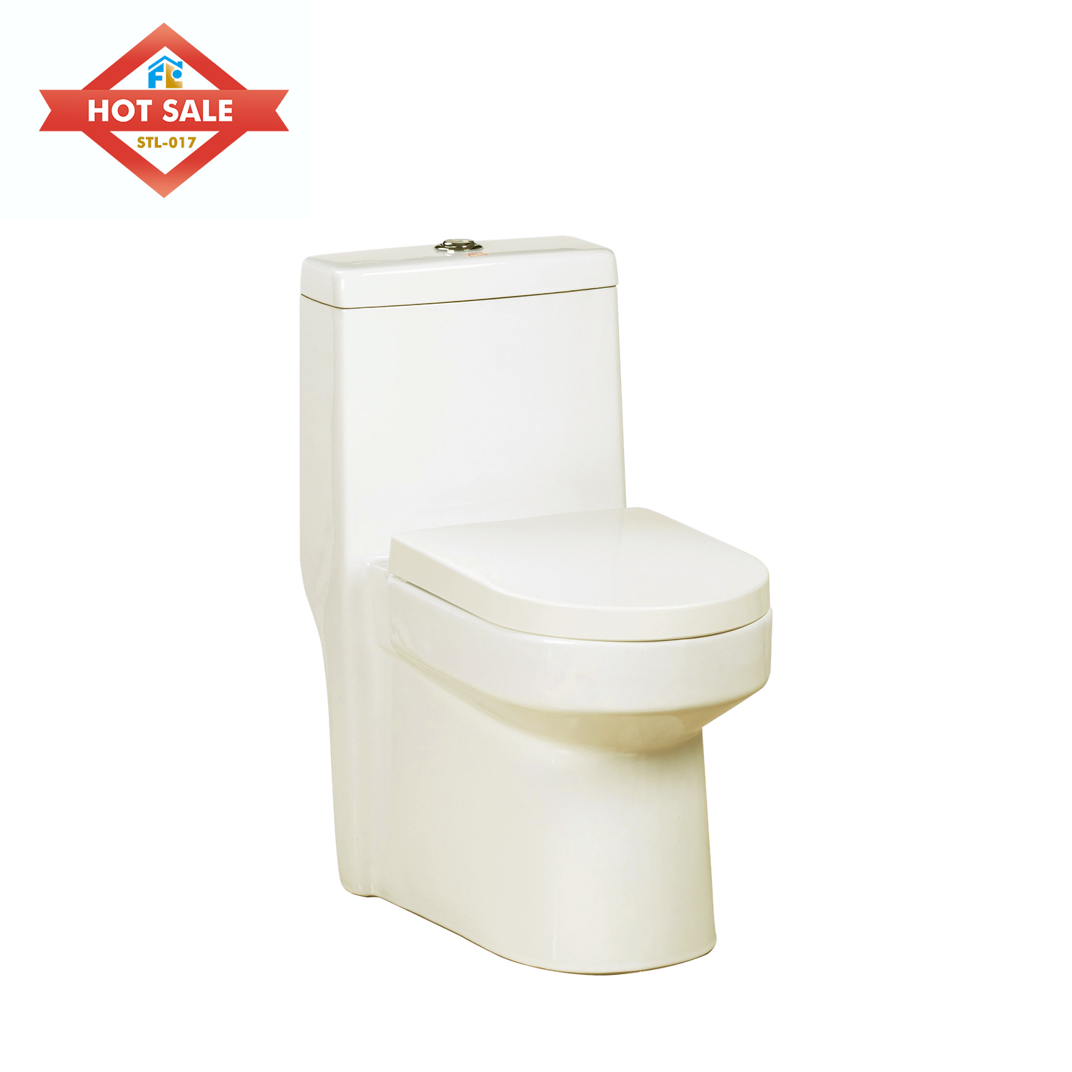 Sanitary Ware  Ceramic  Bone color Toilet  Siphonic BathroomOne Piece  Commode WC Bowl for Bathroom