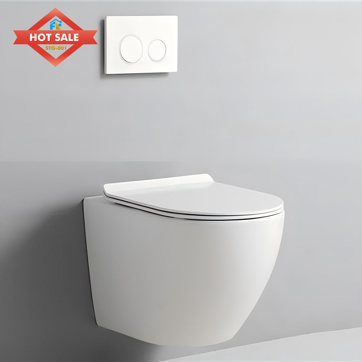 Innovative Heavy-Duty Wall-Mount P-Trap Toilet - Sturdy Steel Bracket, Anti-Leak for Long-Lasting Bathroom Efficiency