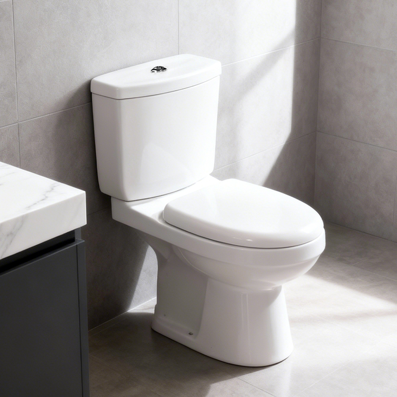 Model Rimless Closed Couple Wall Two Piece Ceramic Toilet Bowl Seat with Soft Close Seat