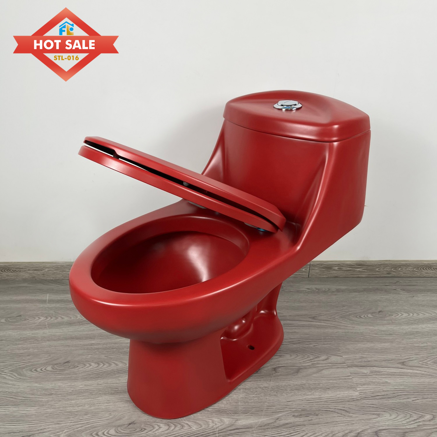 Hot selling Cost-effective Model  Red Color  S-Trap Toilet | Ceramic One-Piece Toilet for  Hotel 