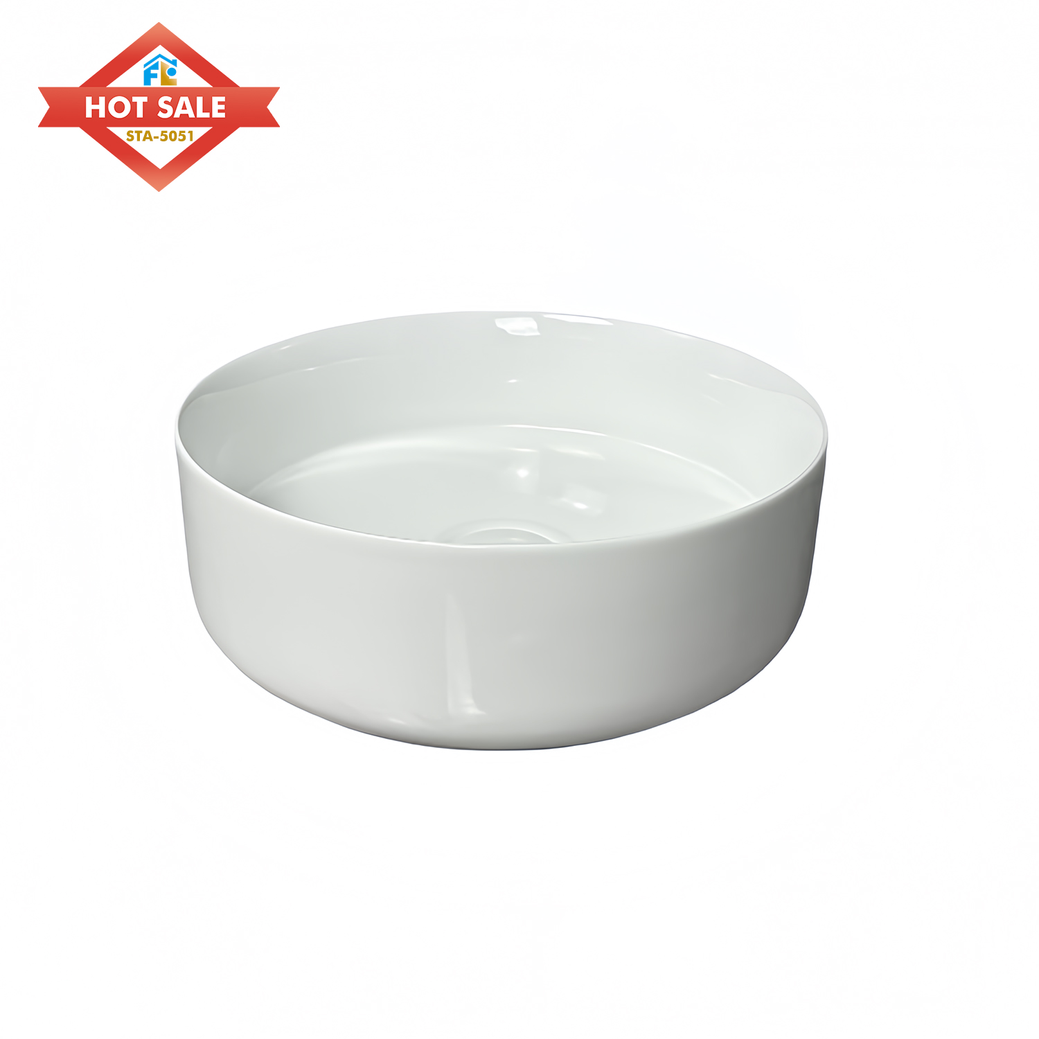 Modern Freestanding Solid Ceramic Round Hand Basin Hotel Bathroom Counter Top Polished Finish Easy to Clean Decorative Basin