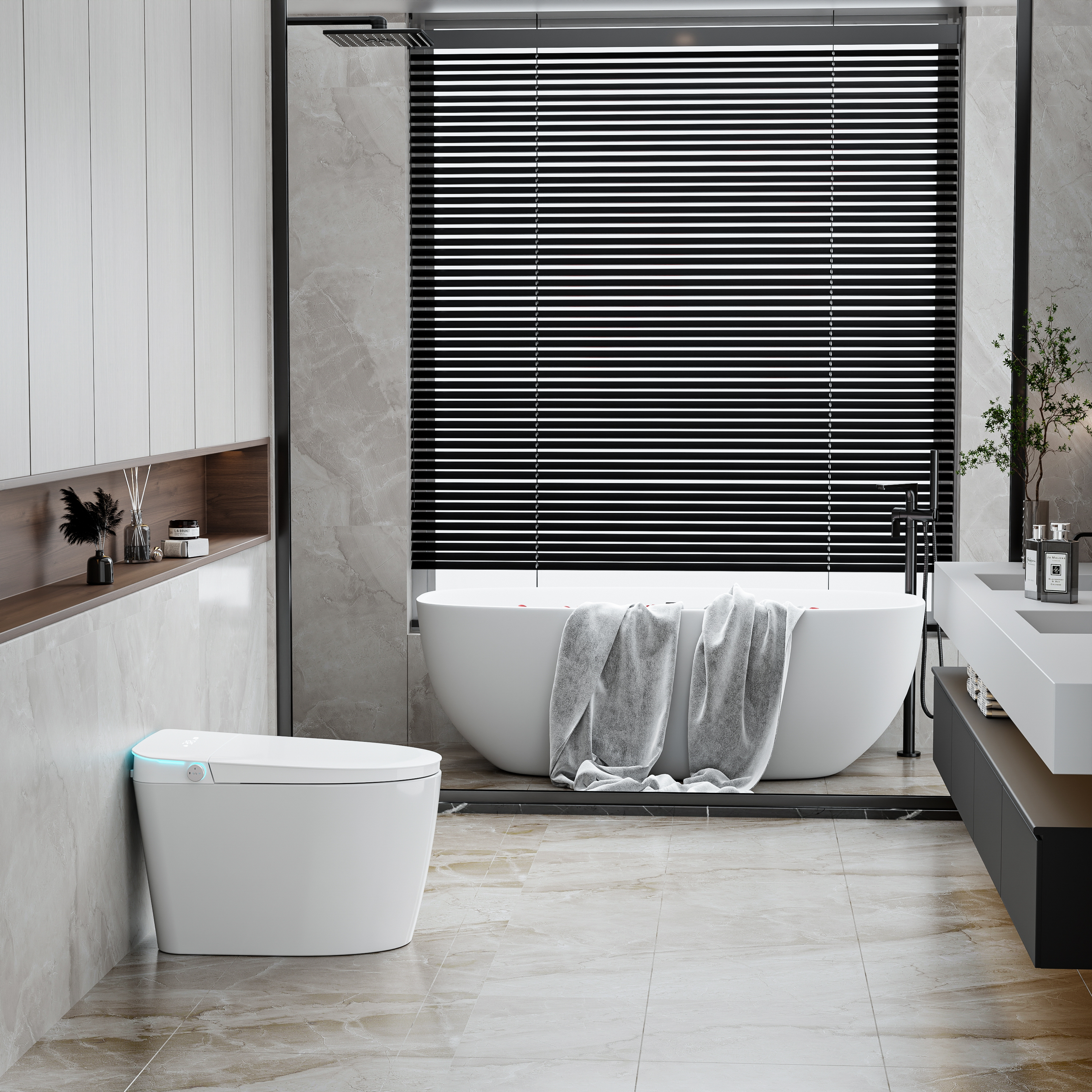 High-End Modern Smart Toilet Automatic Intelligence with Remote Control Floor-Mounted for Bathroom Sanitary