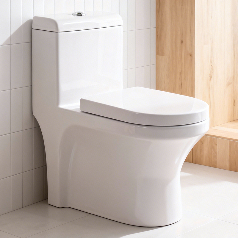 Modern Design Dual-Flush One Piece Ceramic Sanitary Ware Toilet Cheap Elongated Bowl with S-Trap Drainage for Washrooms Hotels