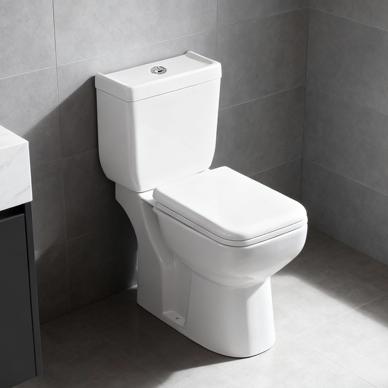 Factory Wholesale Modern P-Trap Wash Down Flushing Floor Mounted Bathroom Two Piece Ceramic Toilet with Soft Close Cover