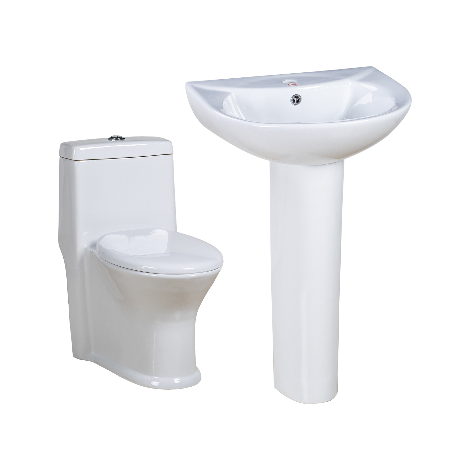 Fluor Hotsale S-Strap Water-Saving One Piece Toilet and Stylish Design Pedestal Basin Set