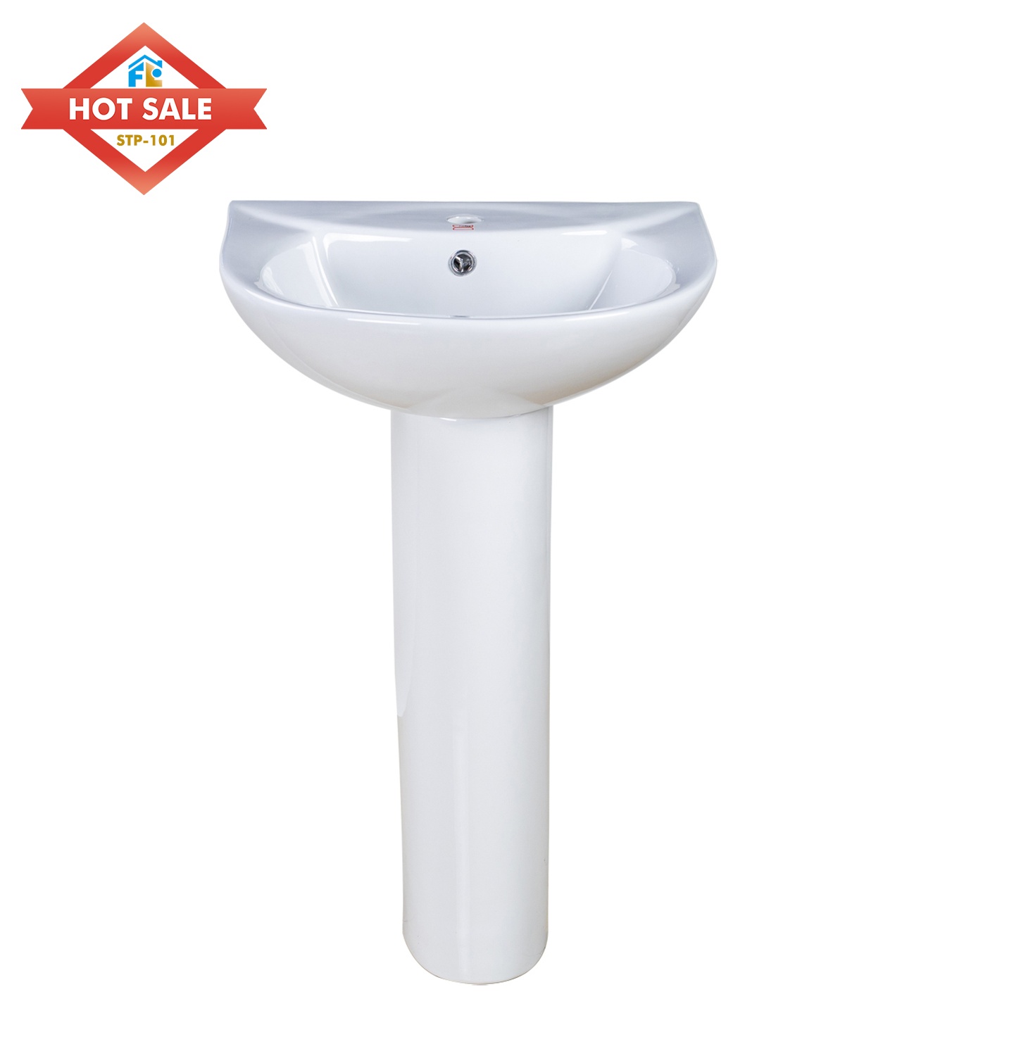 FLUOR FLP-101 Durable Stylish Ceramic Pedestal Basin Bathroom Wash Sink Cost-Effective Lovatory for Apartments and Washrooms