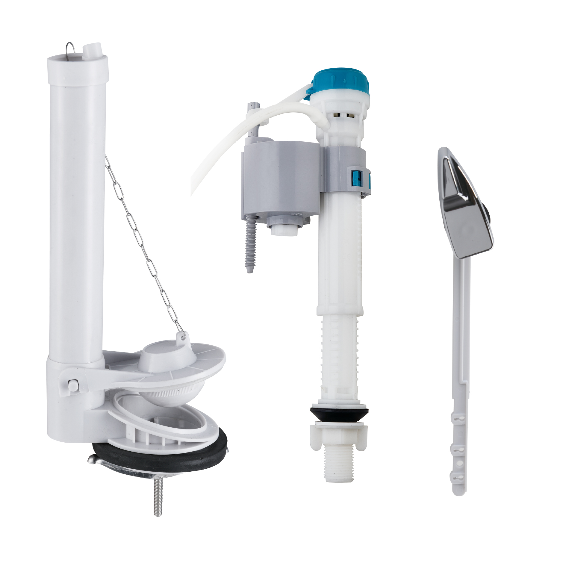 FLJS-06 Single-Flush Toilet Repair Kit | Chain-Style Flush Valve + Adjustable Fill Valve | Universal Cistern Replacement Parts