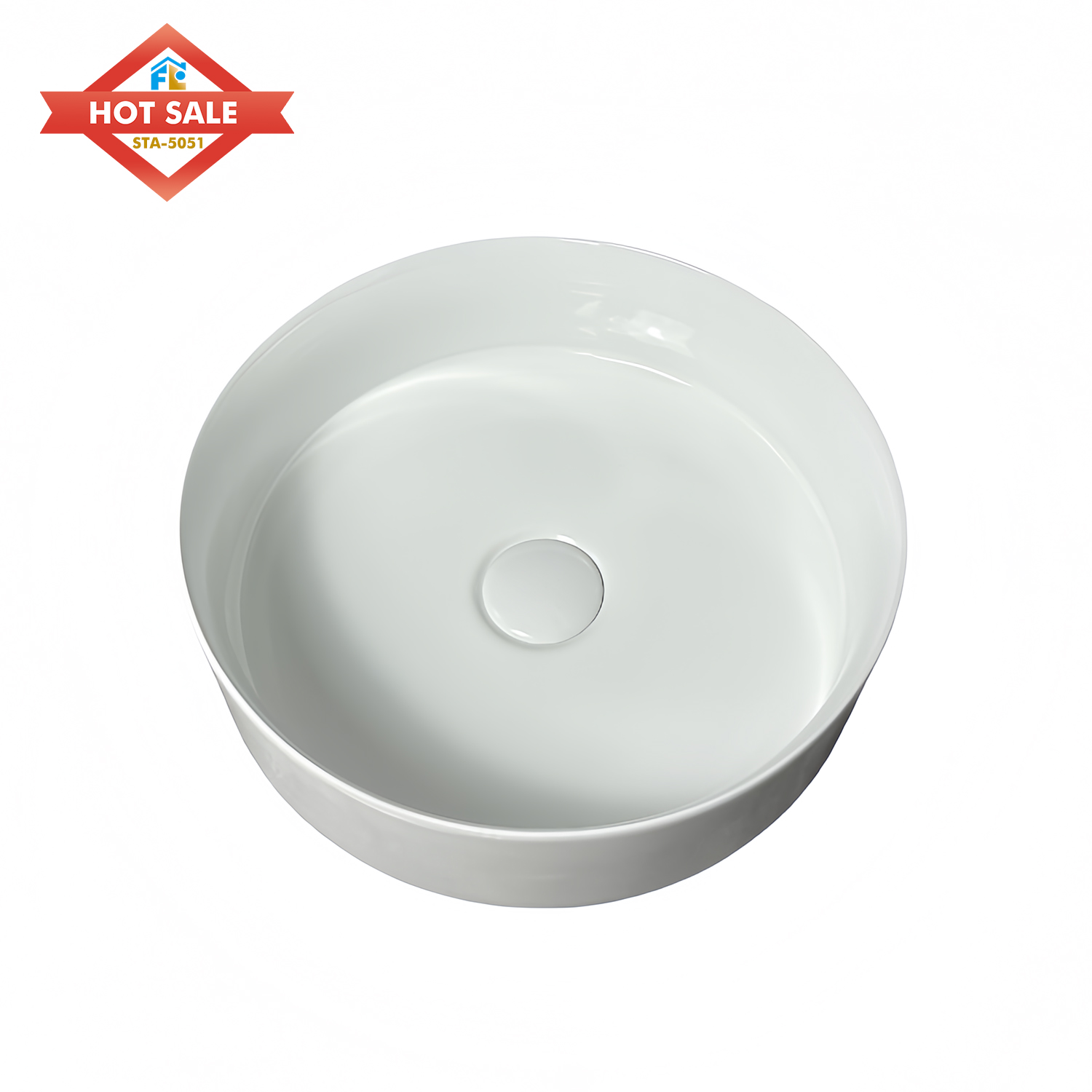 Modern Freestanding Solid Ceramic Round Hand Basin Hotel Bathroom Counter Top Polished Finish Easy to Clean Decorative Basin