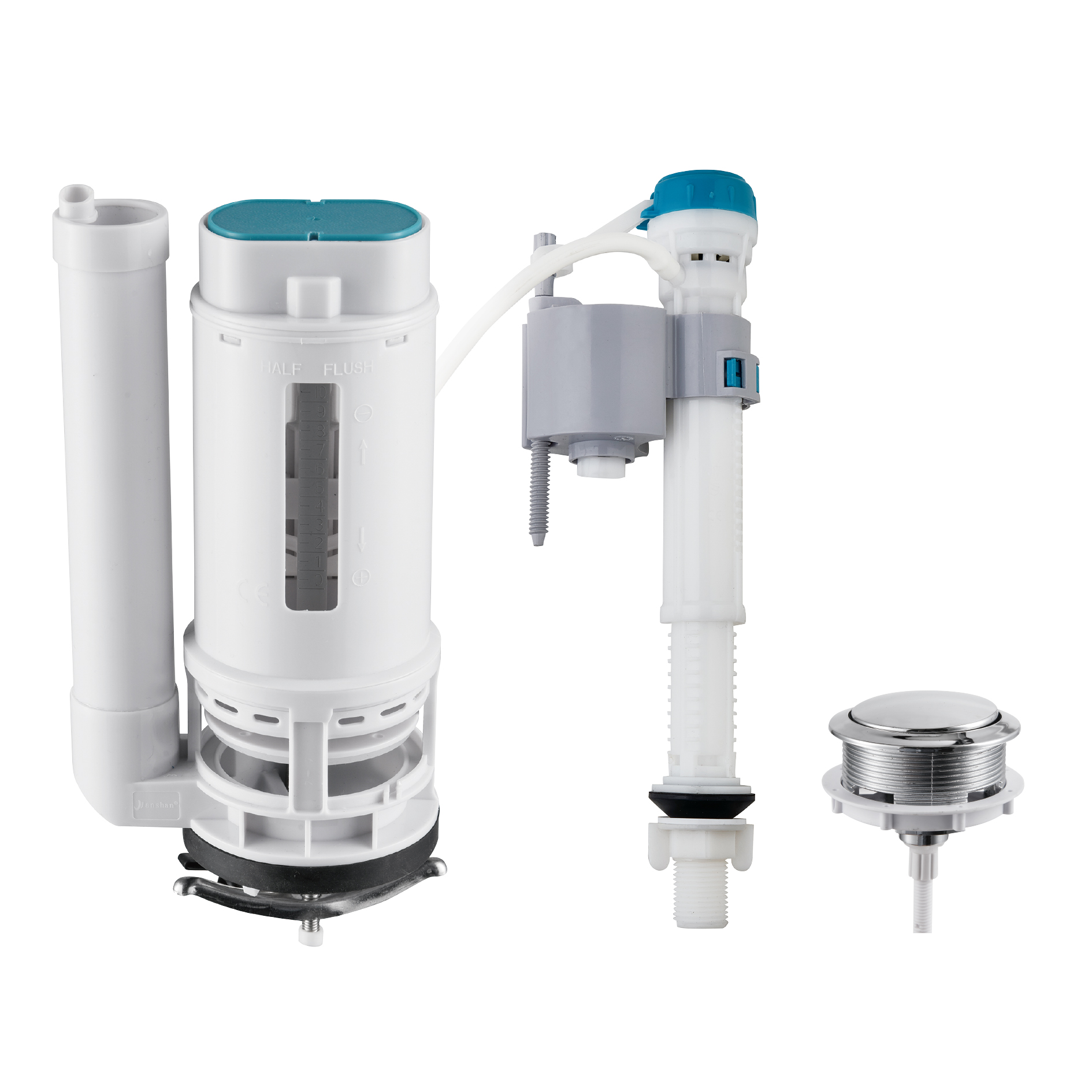 FLJS-01 Dual-Flush Toilet Repair Kit | Adjustable Silent Fill Valve + Dual-Mode Flush Valve | Universal Replacement