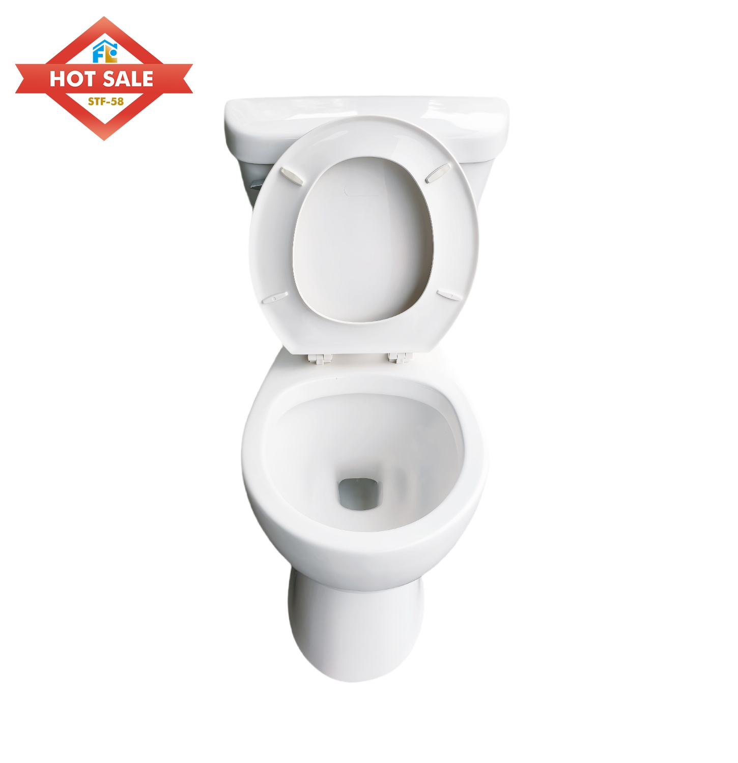 Model Two Piece Ceramic Toilet Bowl Seat S Trap Toilet with Soft Close Seat