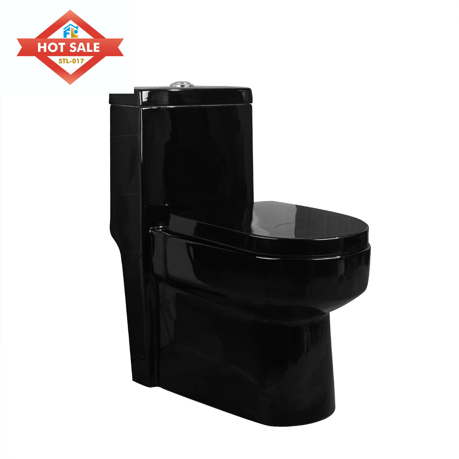 Ceramic  Black color Sanitary Ware  Toilet  Siphonic BathroomOne Piece  Commode WC Bowl for Bathroom