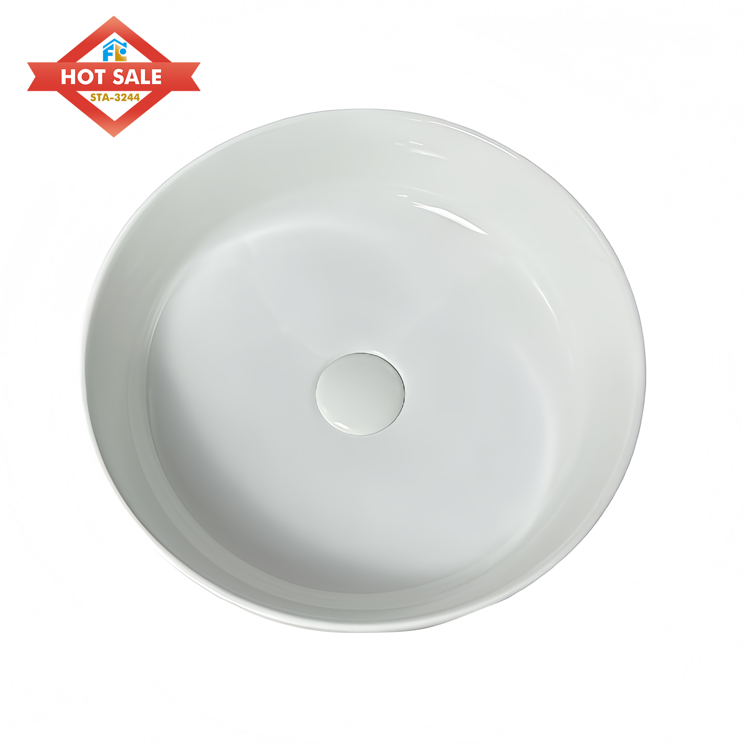 Modern Freestanding Solid Ceramic Round Hand Basin Hotel Washroom Bathroom Counter Top Easy to Clean Polished Finish Sink