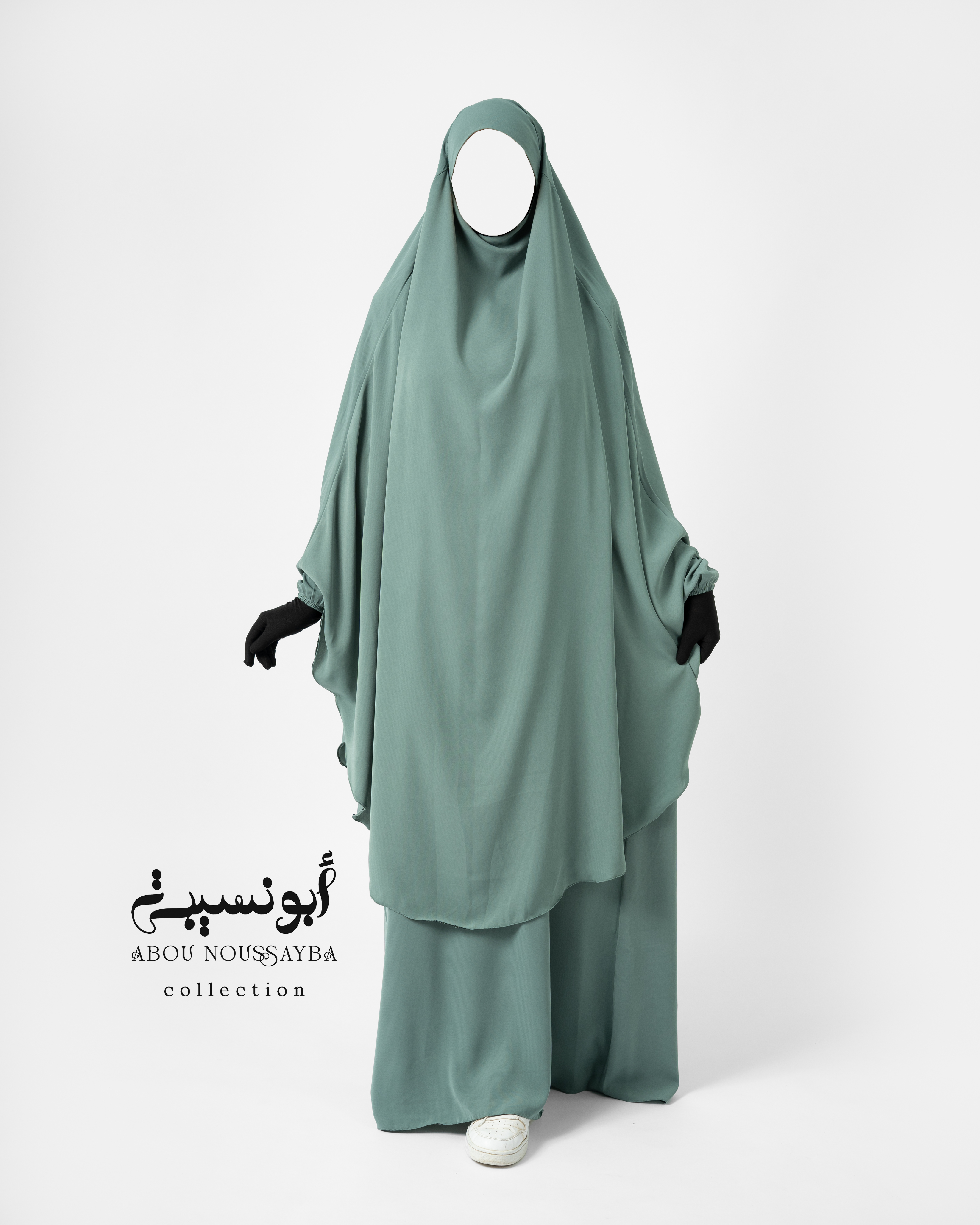 Jilbab 2pcs Abaya Hafsa Vert Pastel اخضر بستيل