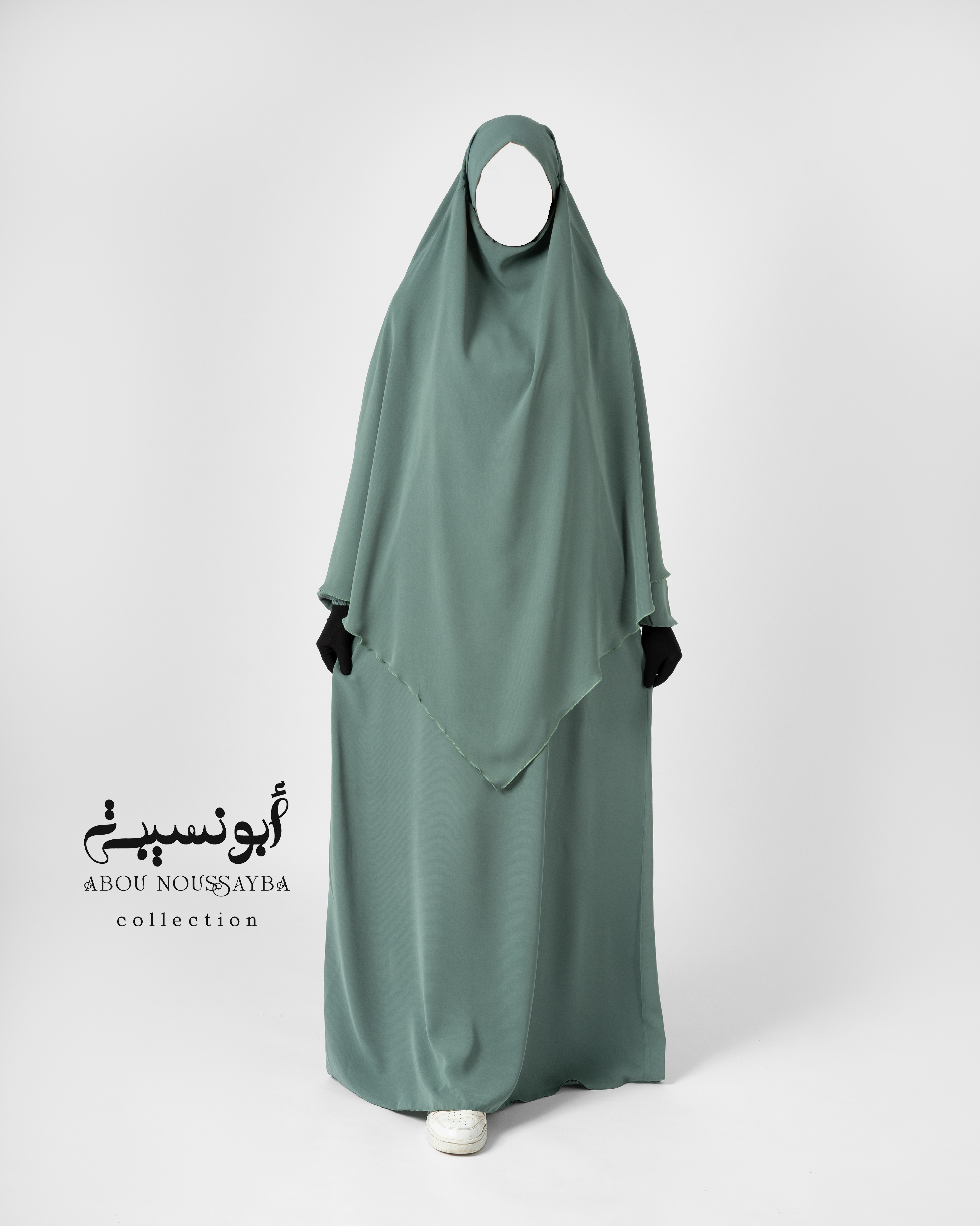 Jilbab 2pcs Abaya Hafsa khimar isdel Vert Pastel اخضر بستيل