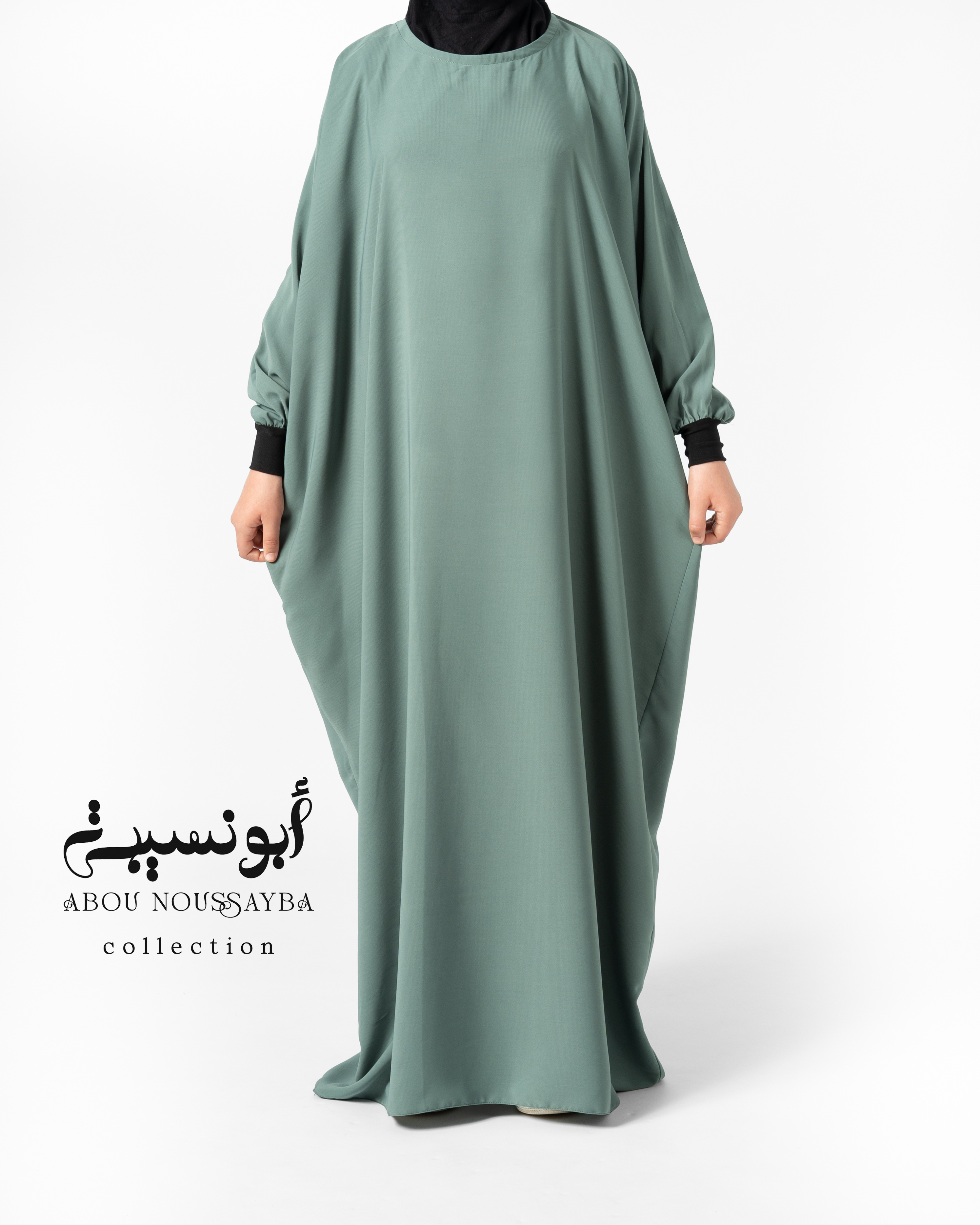 Abaya Hafsa 2pcs isdel Vert Pastel اخضر بستيل