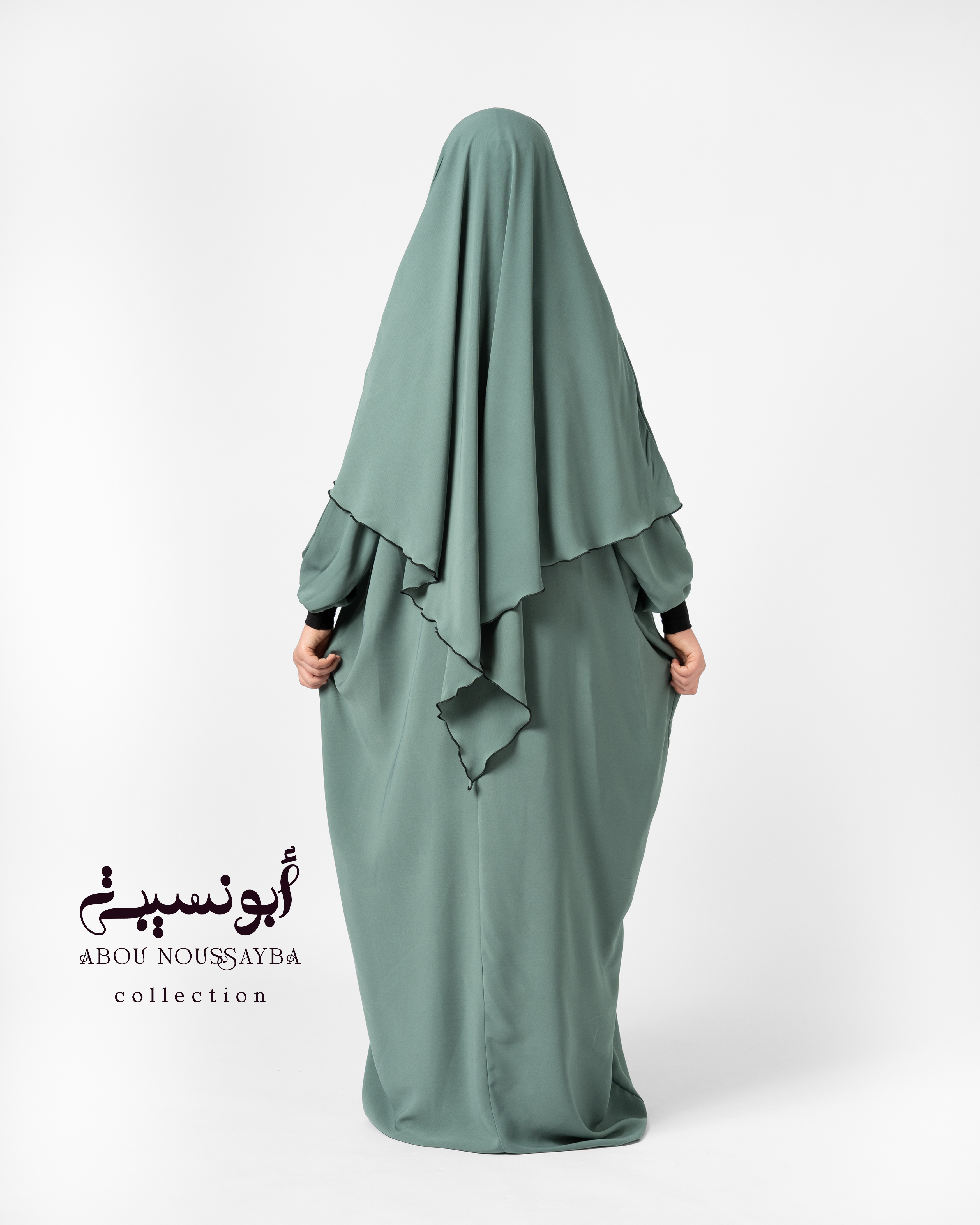 Abaya Hafsa 2pcs isdel Vert Pastel اخضر بستيل