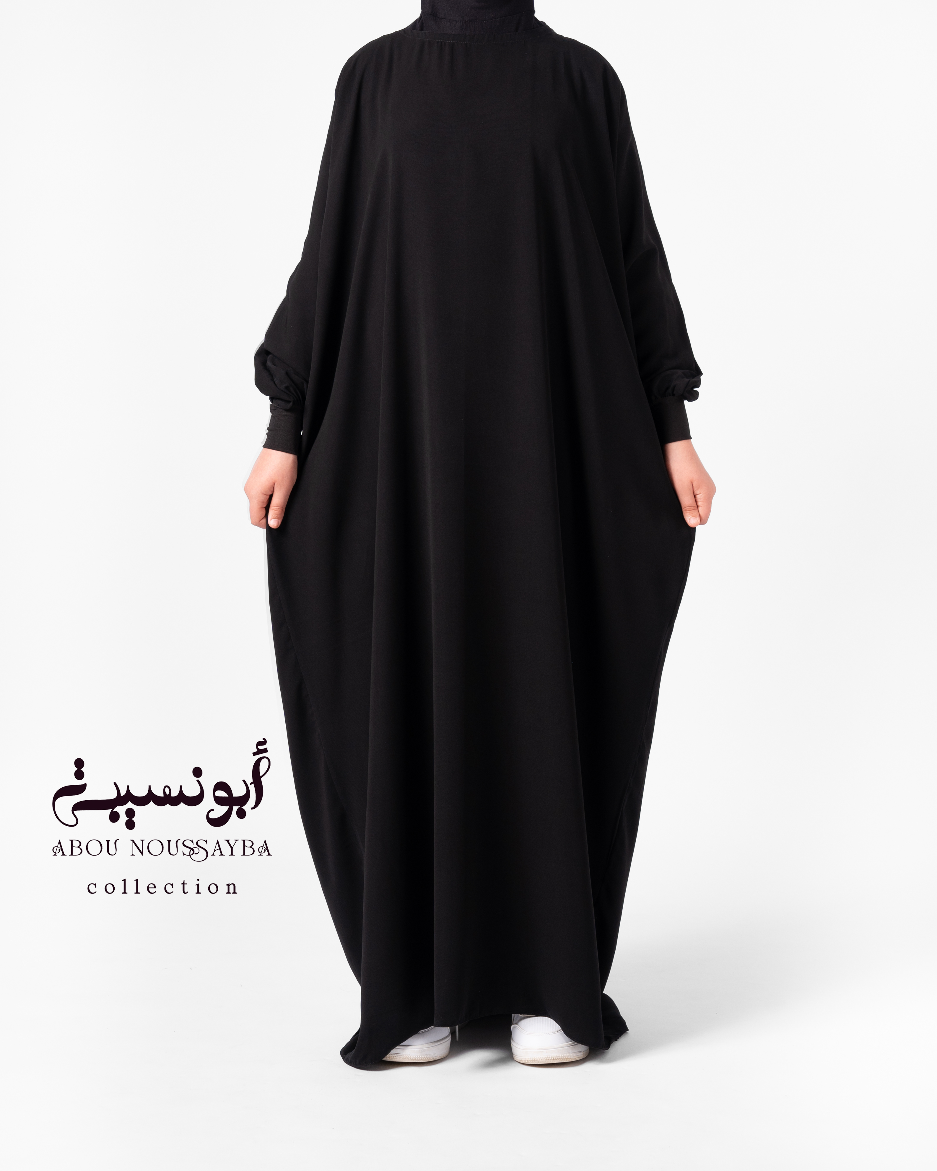 Abaya Hafsa 2pcs isdel  Noir Corbeau اسود غرابي