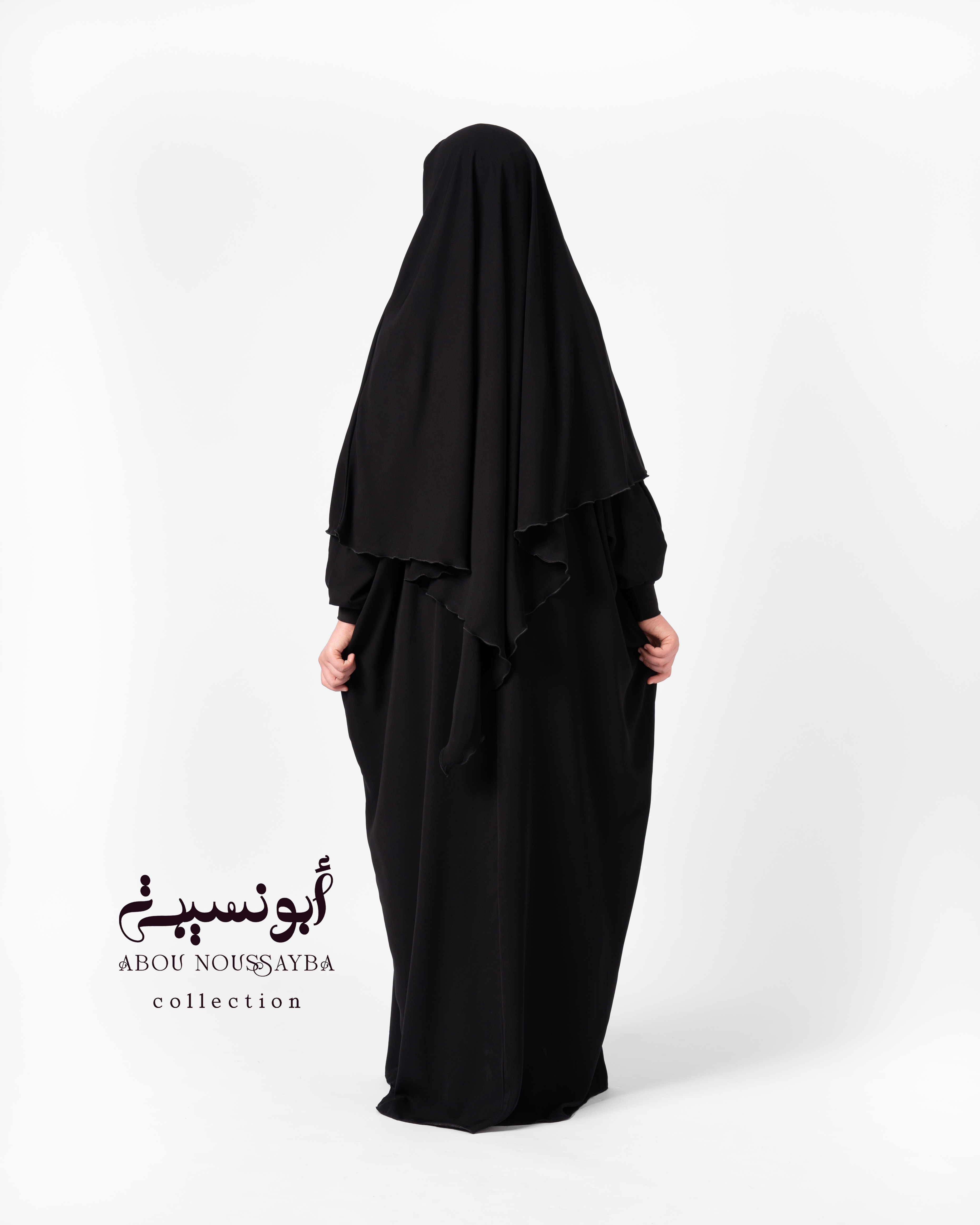 Abaya Hafsa 2pcs isdel  Noir Corbeau اسود غرابي