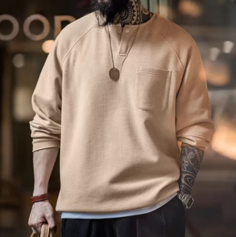 Men's Beige Long Sleeve Shirt