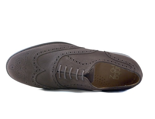 Sapatos de Cordões Clássico Testa di Moro (castanho), 100% camurça pele genuína