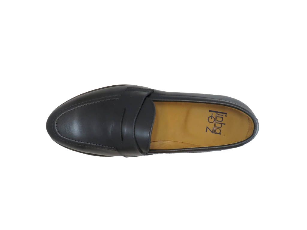 Sapatos Mocassim de Travessão Preto, 100% pele genuína