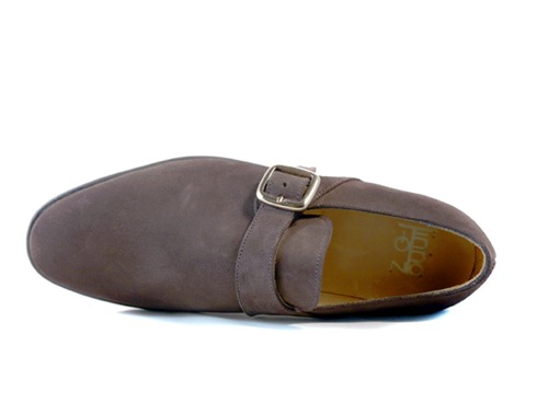 Sapatos de Fivela Testa di Moro (castanho), 100% camurça pele genuína
