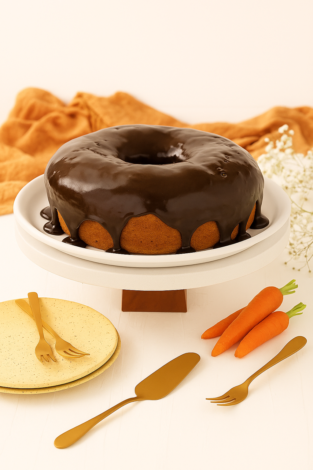 Bolo Caseiro de Cenoura com Cobertura de Chocolate