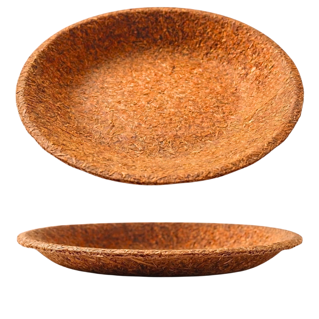 20 cm Brown Rice Paddy Husk Plate Round Pack of 100