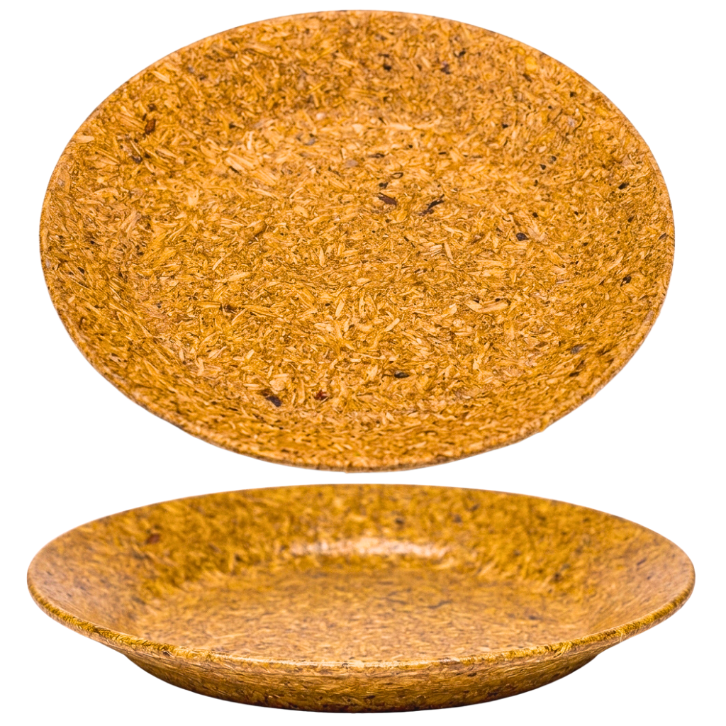 15 cm Brown Rice Paddy Husk Plate Round