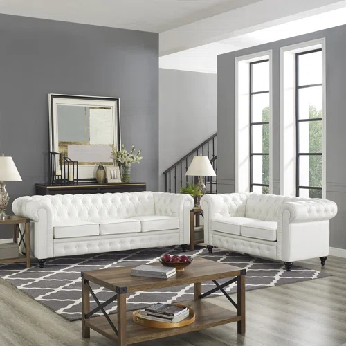 White Chesterfield Sofa Set