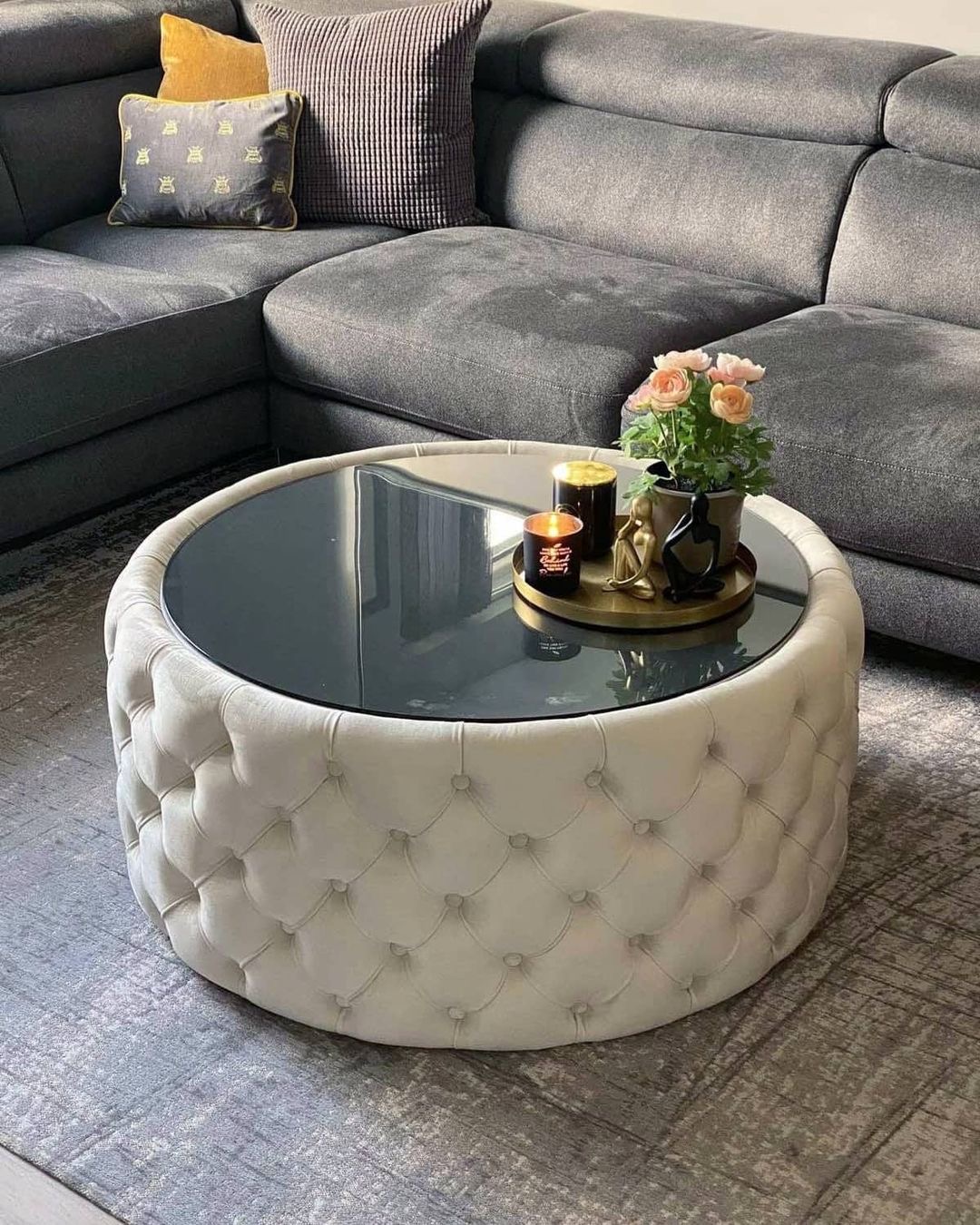 Round Tufted Coffee Table