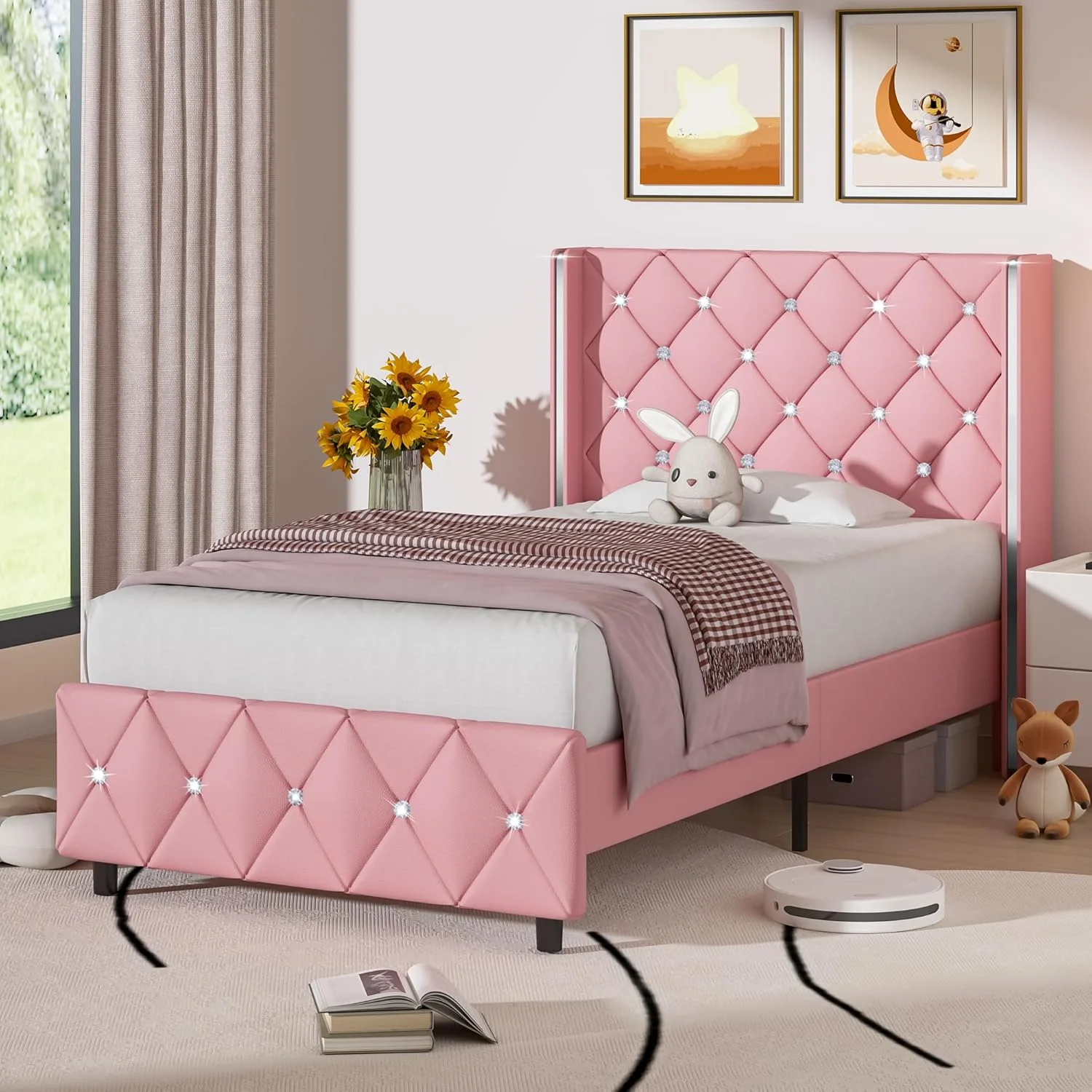 Pink Upholstered Bed