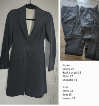 Saddlesuit -Grey 3 Piece Suit w/ 2 Pairs of Jods Formal/Non Formal