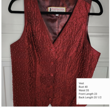 Vest - Hartmeyer Red Beaded Vest