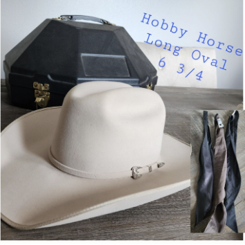 Western Hat - Hobby Horse Cream Cowboy Hat w/ Case & 3 Scarves