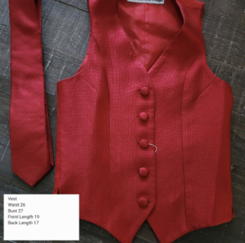 Vest - Marsha DeArriaga Red Vest w/ Matching Tie Youth