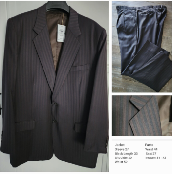 Saddlesuit - Marsha DeArriaga Mens Suit Brown Stripe - Brand New