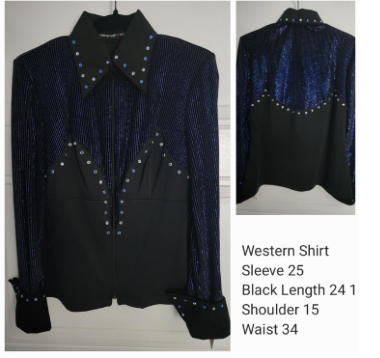 Western Shirt Black/ Blue with Bling