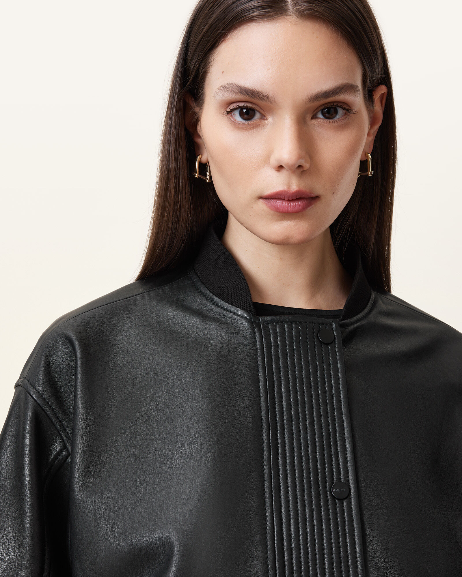 Black Faux Leather Bomber Jacket