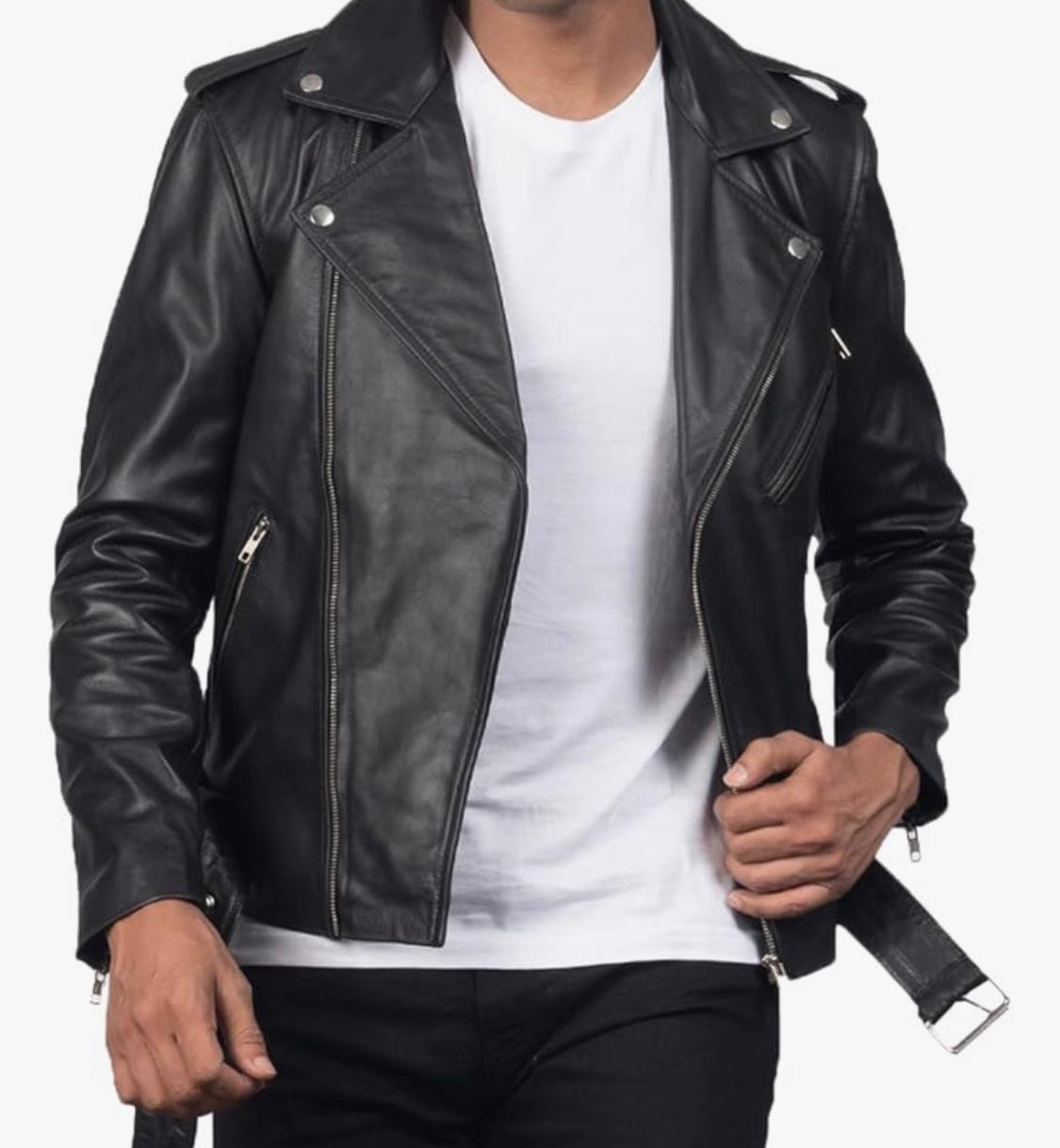 Classic Black Asymmetrical Leather Biker Jacket