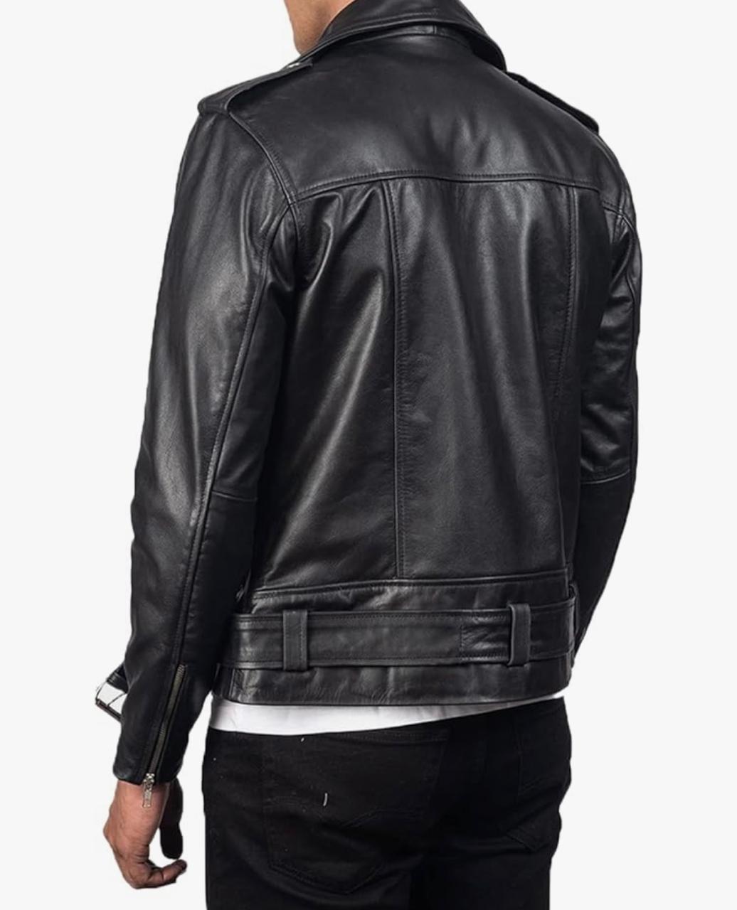 Classic Black Asymmetrical Leather Biker Jacket
