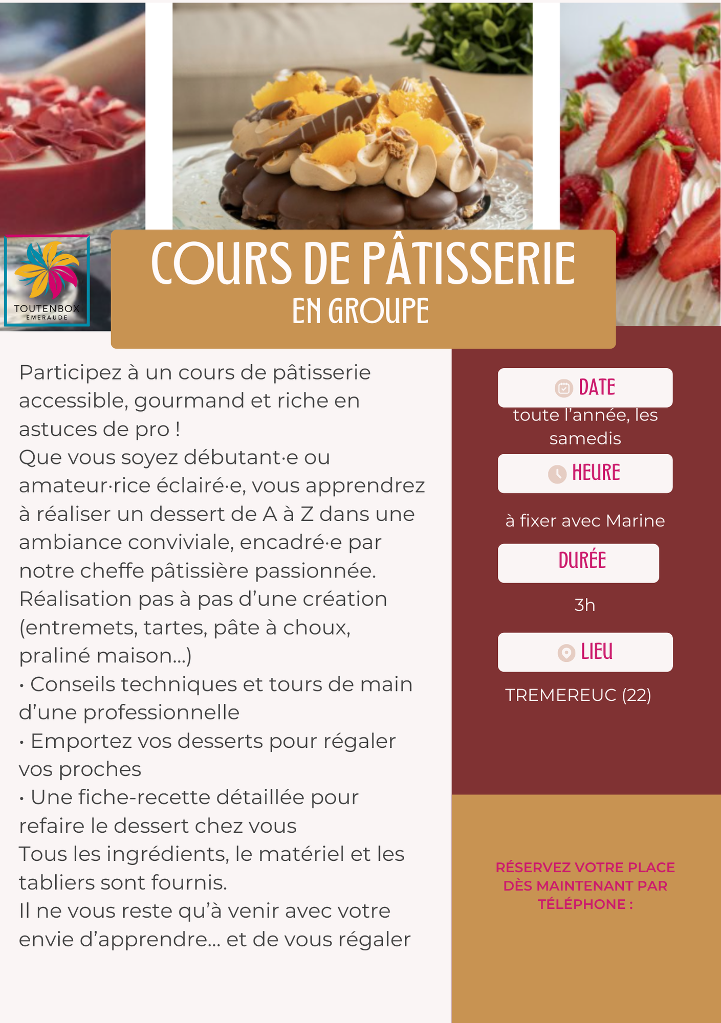 Cours de Pâtisserie en groupe